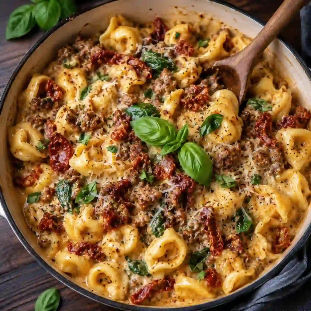 One-Pot Tuscan Ground Beef Pasta